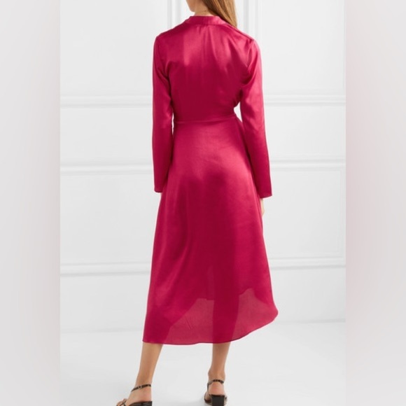 Equipment Adisa Wrap Midi Dress Asymmetric Belted Satin Amaranth Magenta Size 2 - Picture 16 of 16